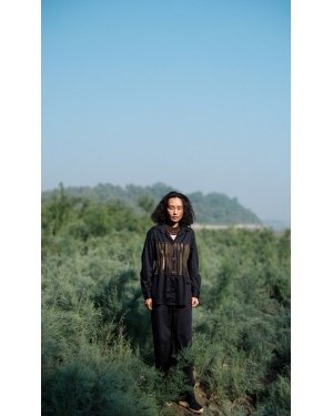 Upcycled Hunza Shirt - Black Green