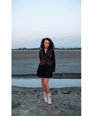 Upcycled Seattle Wrap Dress - Black Copper