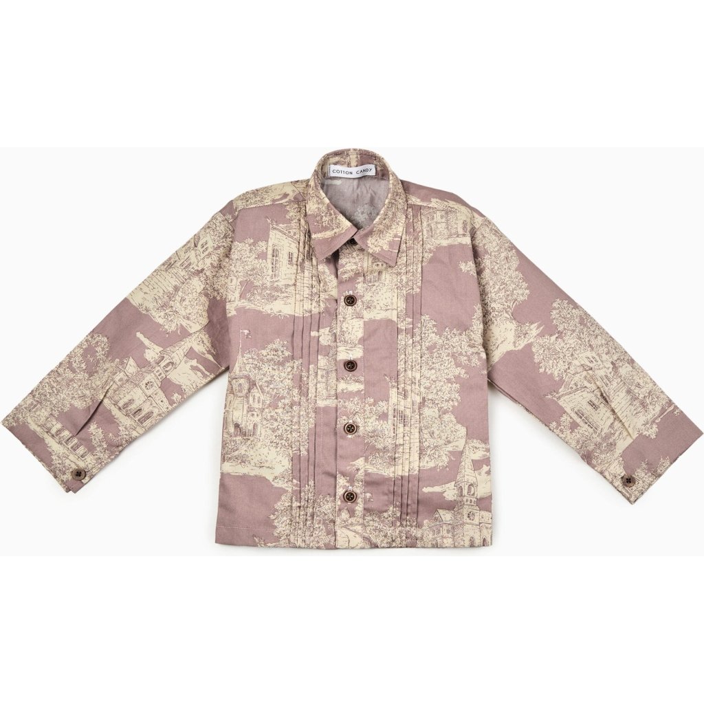 French Castle Vintage Toile Pintuck Shirt