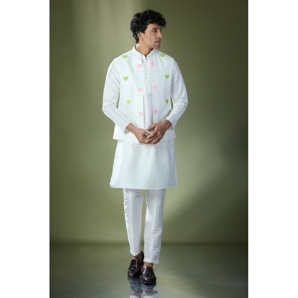 Off White Embroidered Kurta-Jacket