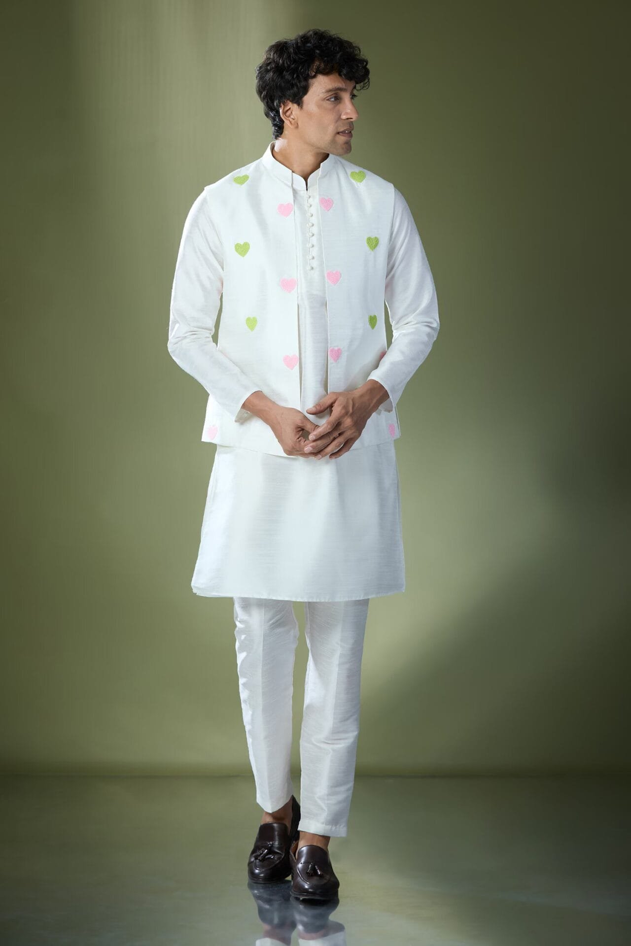 Off White Embroidered Kurta-Jacket