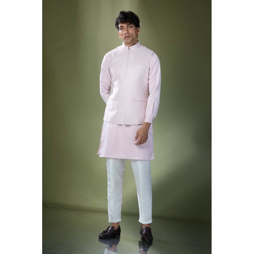 Baby Pink Embroidered Kurta-Jacket