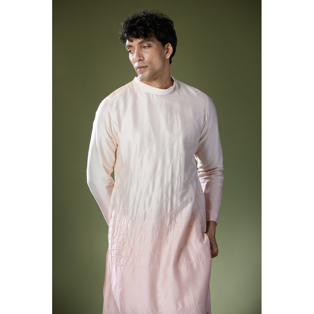 Peach Ombre High-Neck Embroidered K