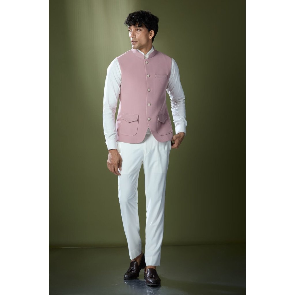 Dusty Pink Stitch Jacket-Shirt-Pant