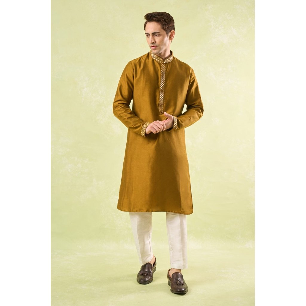 Mustard Embroidered Kurta Set