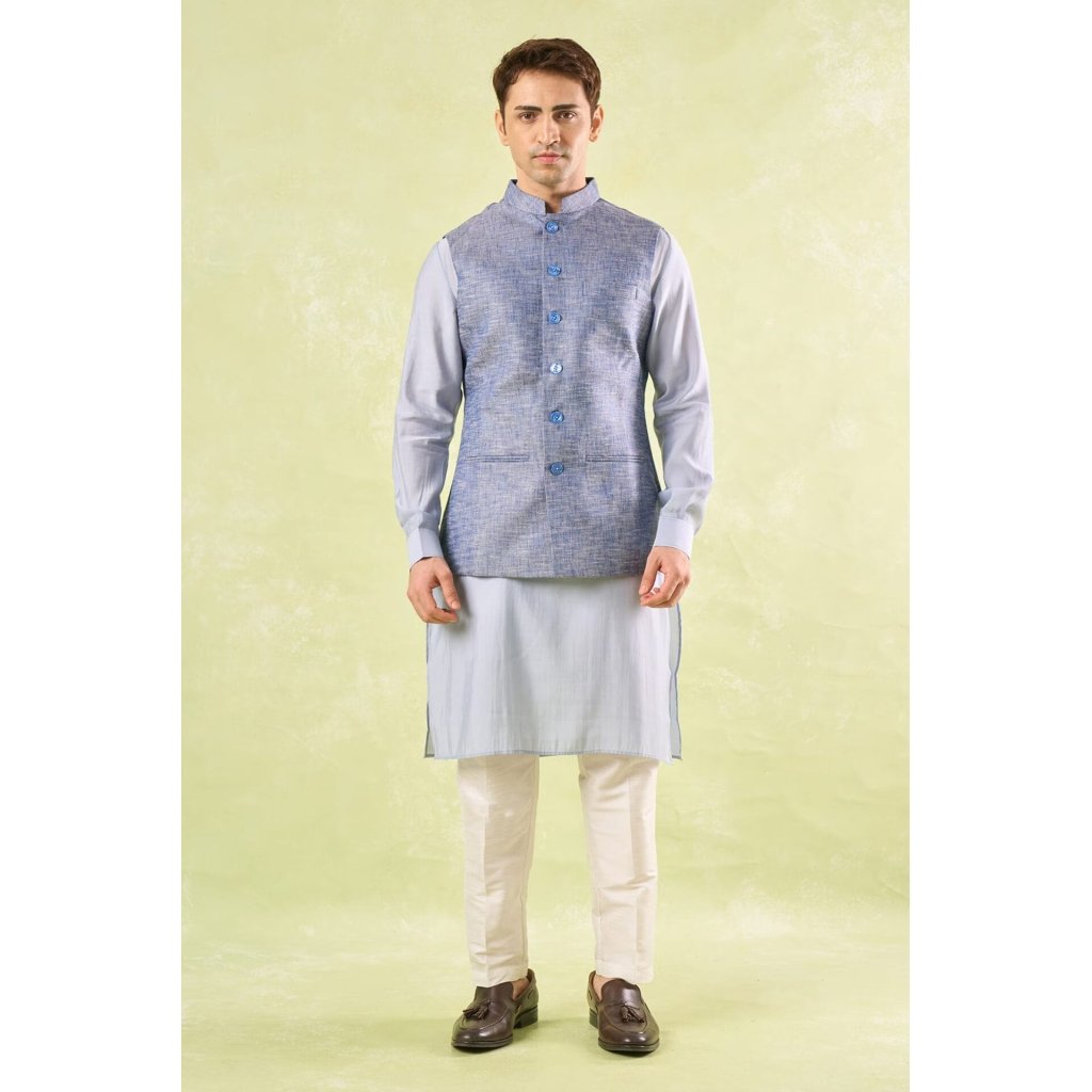 Blue Tweed Textured Jacket