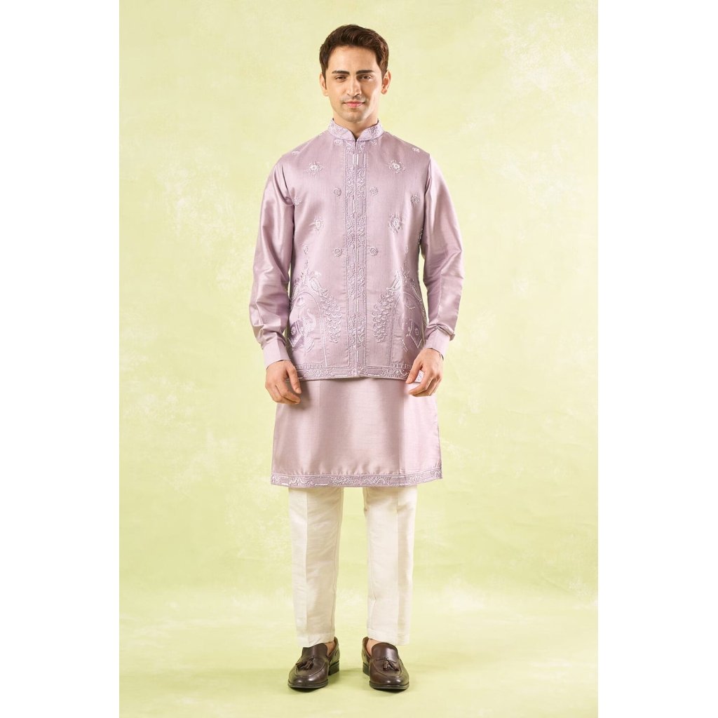 Lavender Embroidered Kurta-Bundi Se