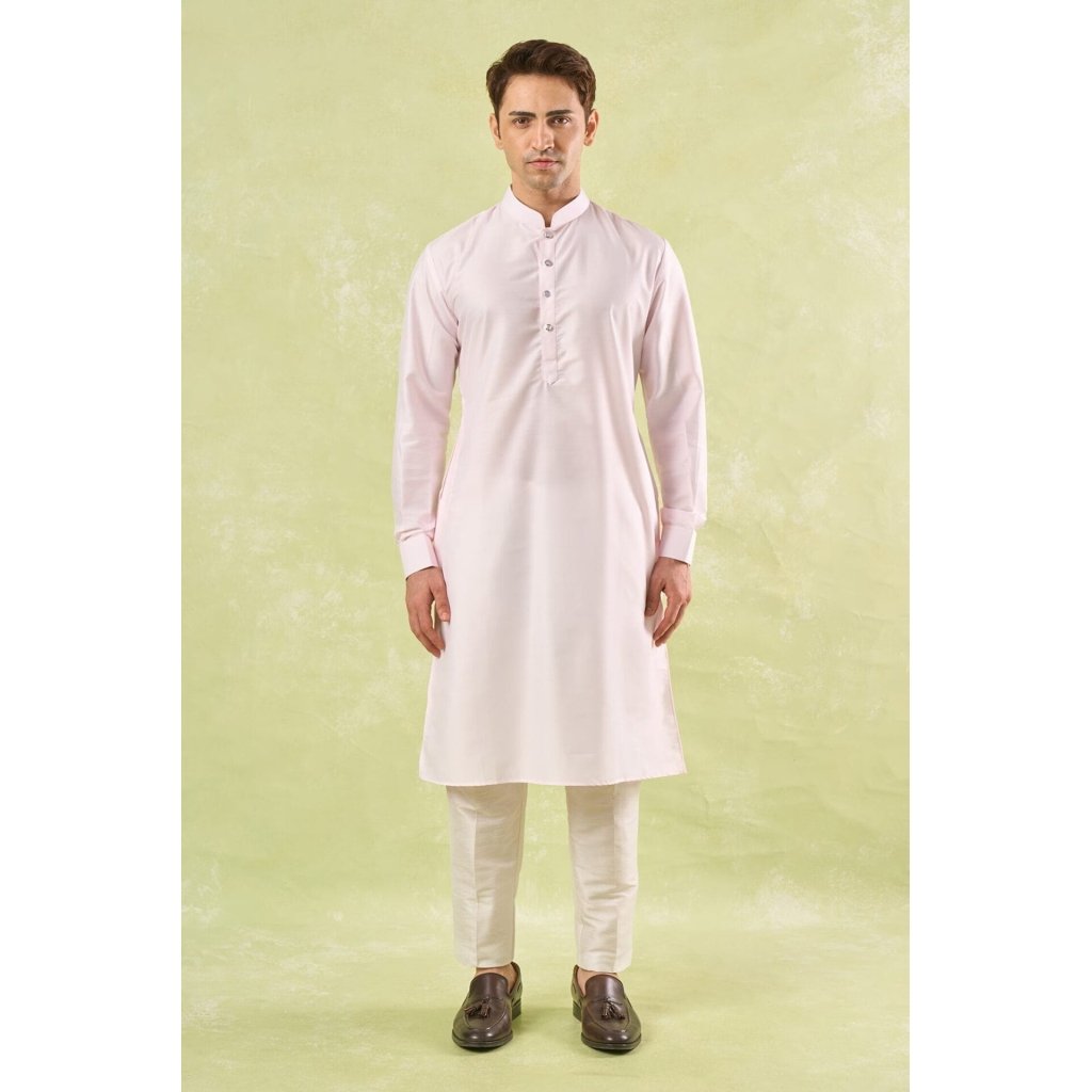 Blush Pink Embroidered Kurta-Bundi