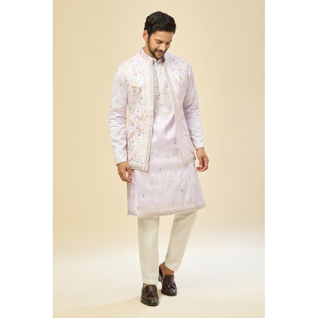 Lilac Embroidered Kurta-Jacket Set