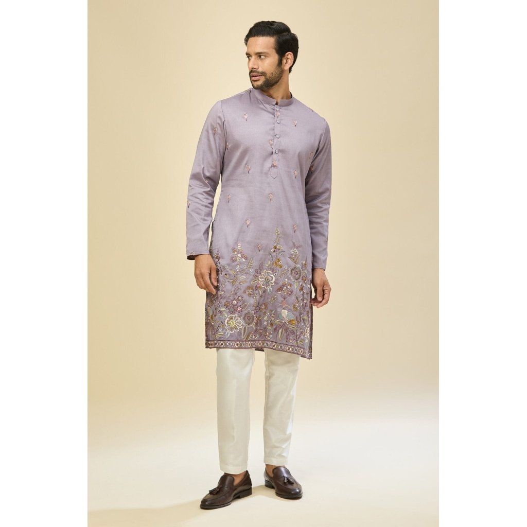 Purple Embroidered Kurta Set