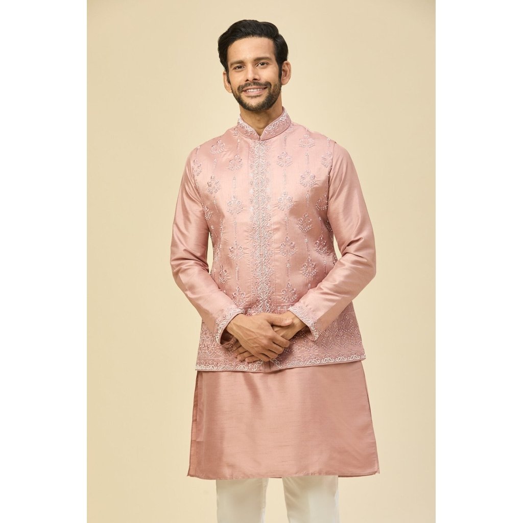 Mauve Pink Embroidered Kurta-Jacket