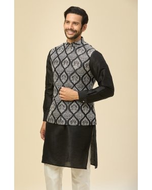 Black Embroidered Kurta-Jacket Set