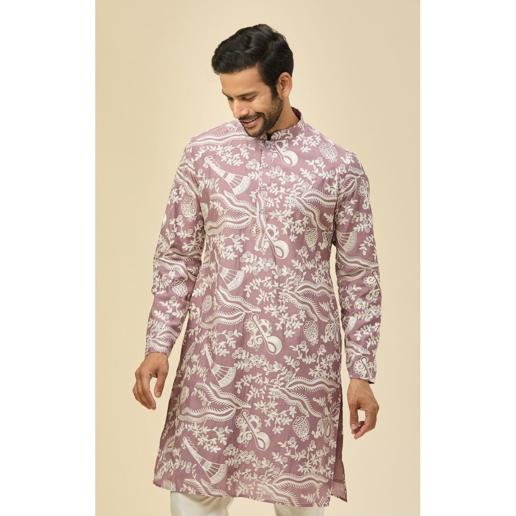 Mauve Pink Embroidered Kurta Set