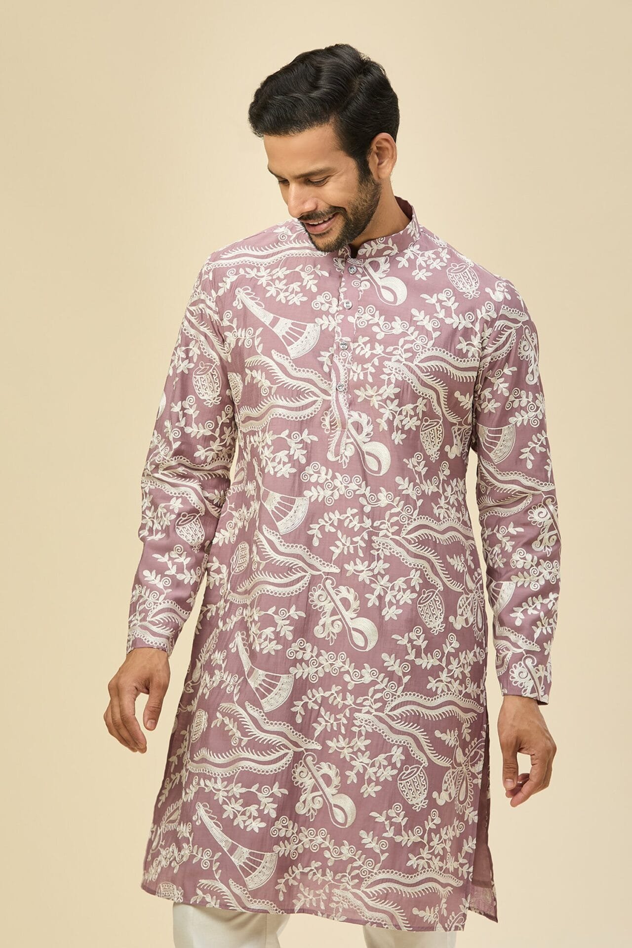Mauve Pink Embroidered Kurta Set