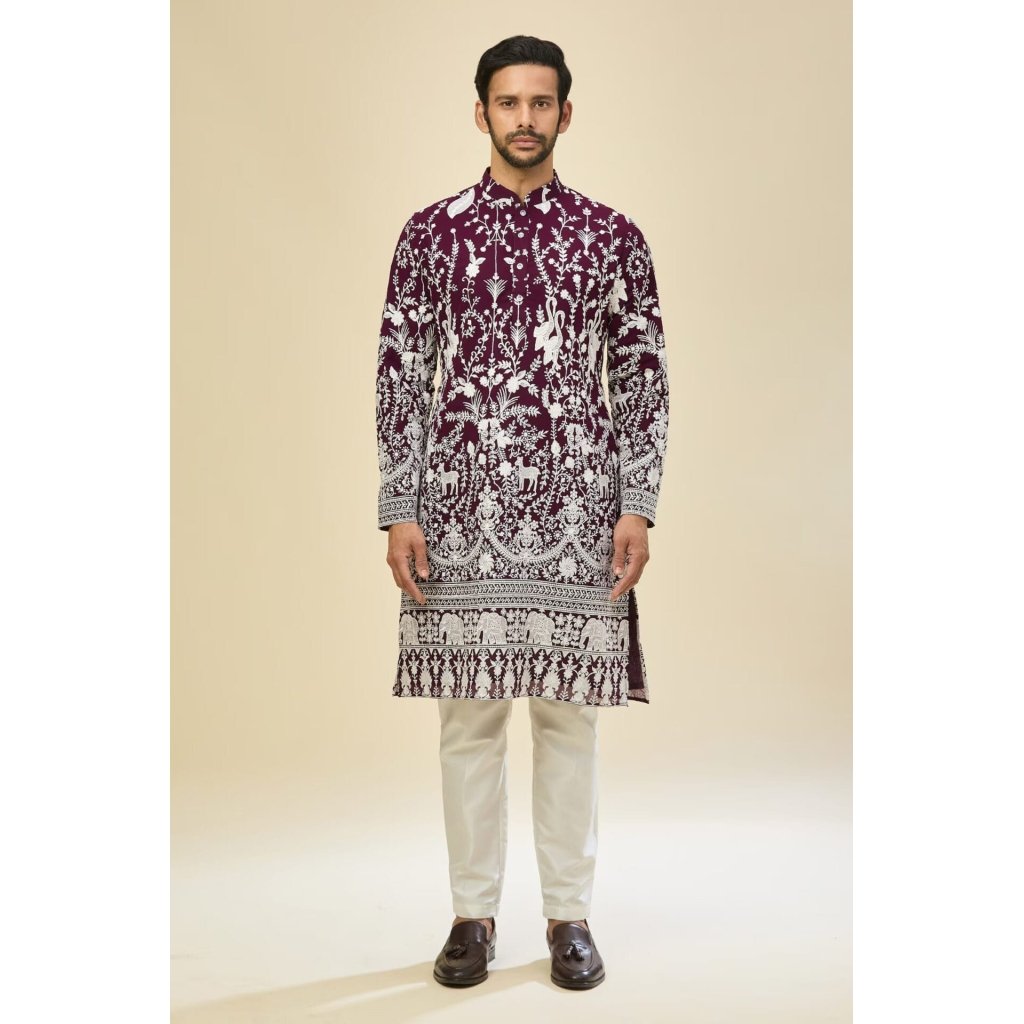 Purple Embroidered Kurta Set