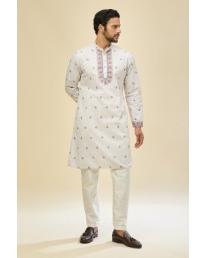 Off White Printed Kurta Set