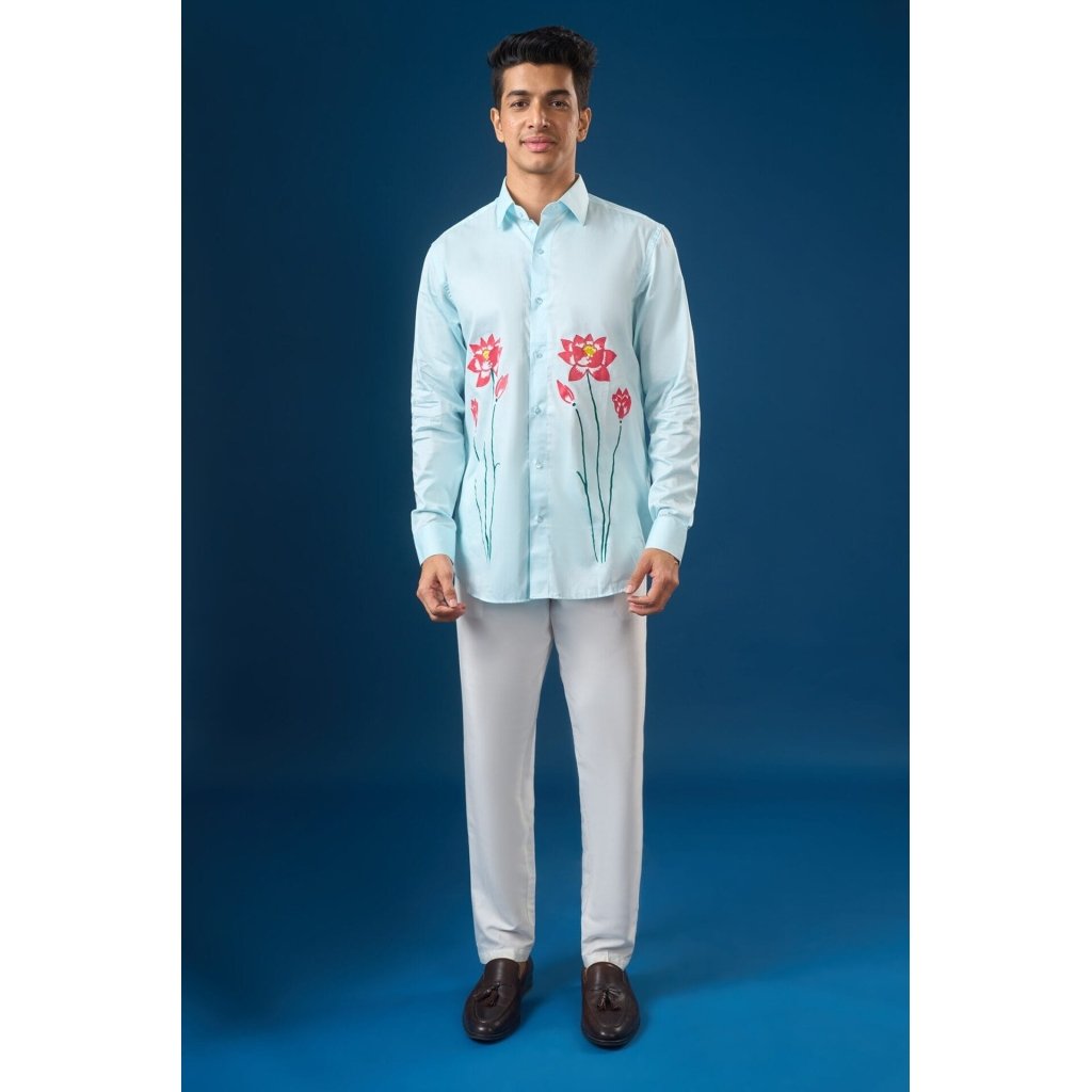 Sky Blue Floral Shirt