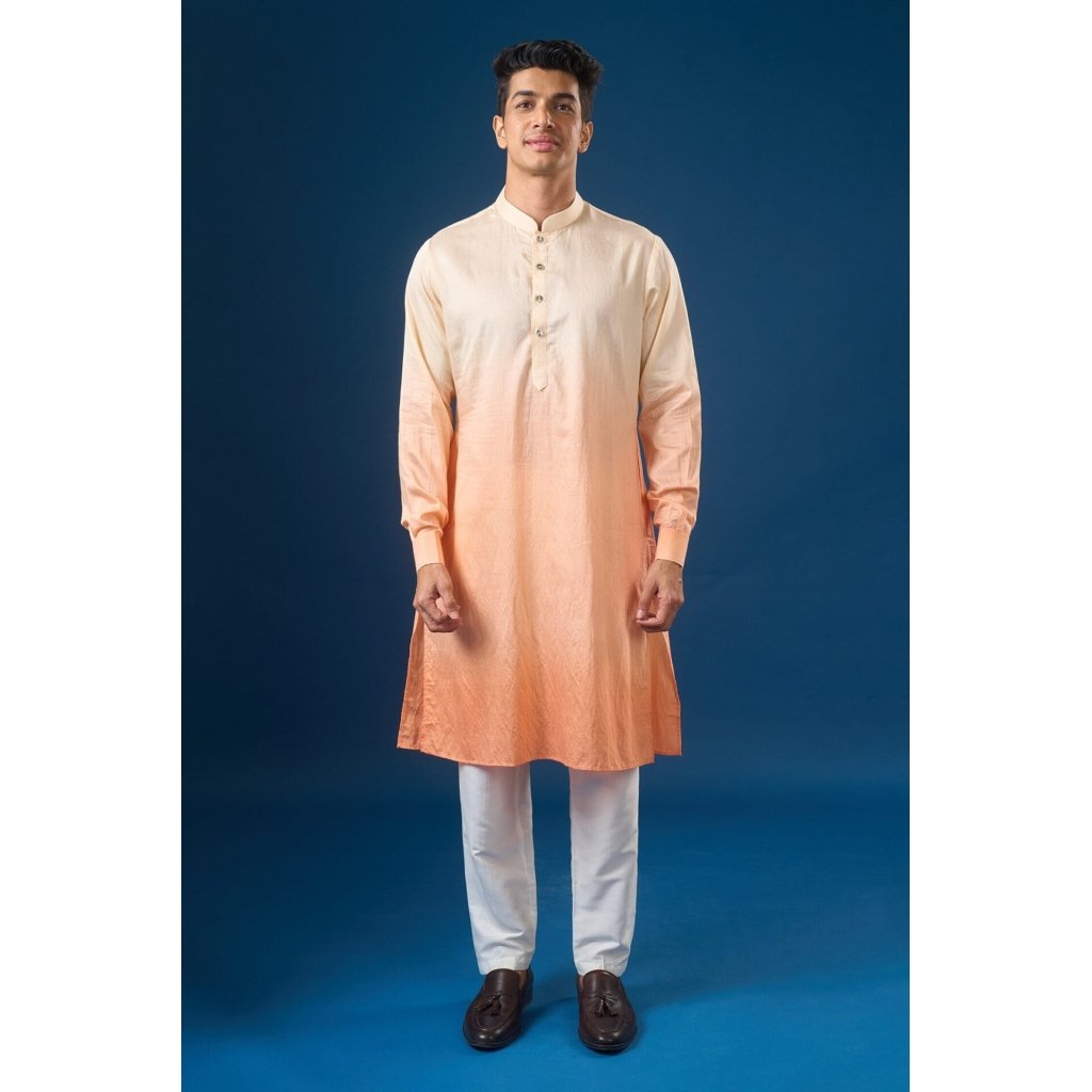 Peach Ombre Kurta-Bundi Set
