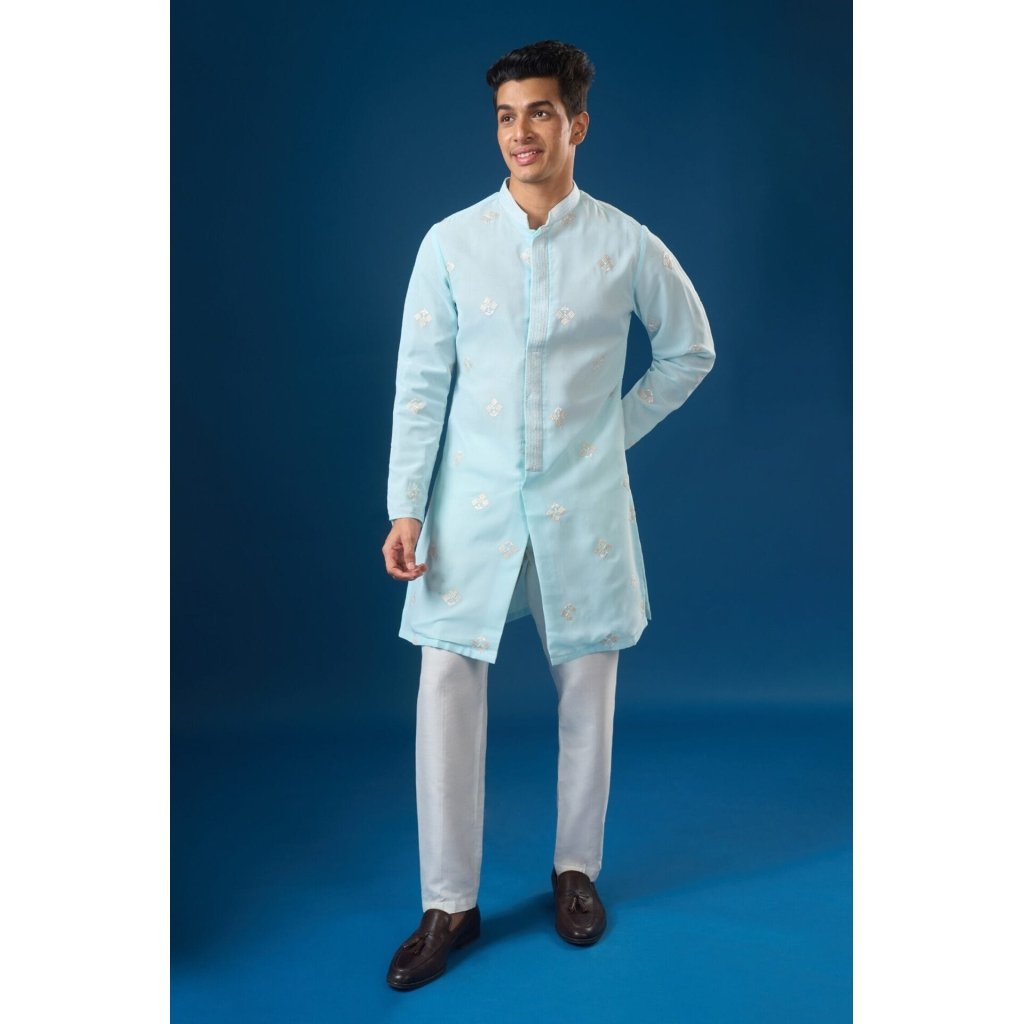 Sea Blue Embroidered Kurta
