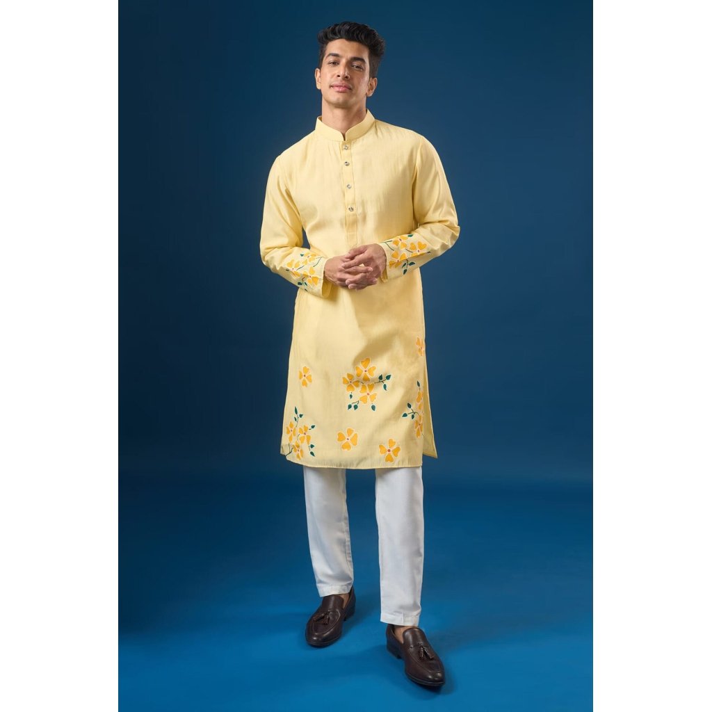 Yellow Floral Printed Kurta Set