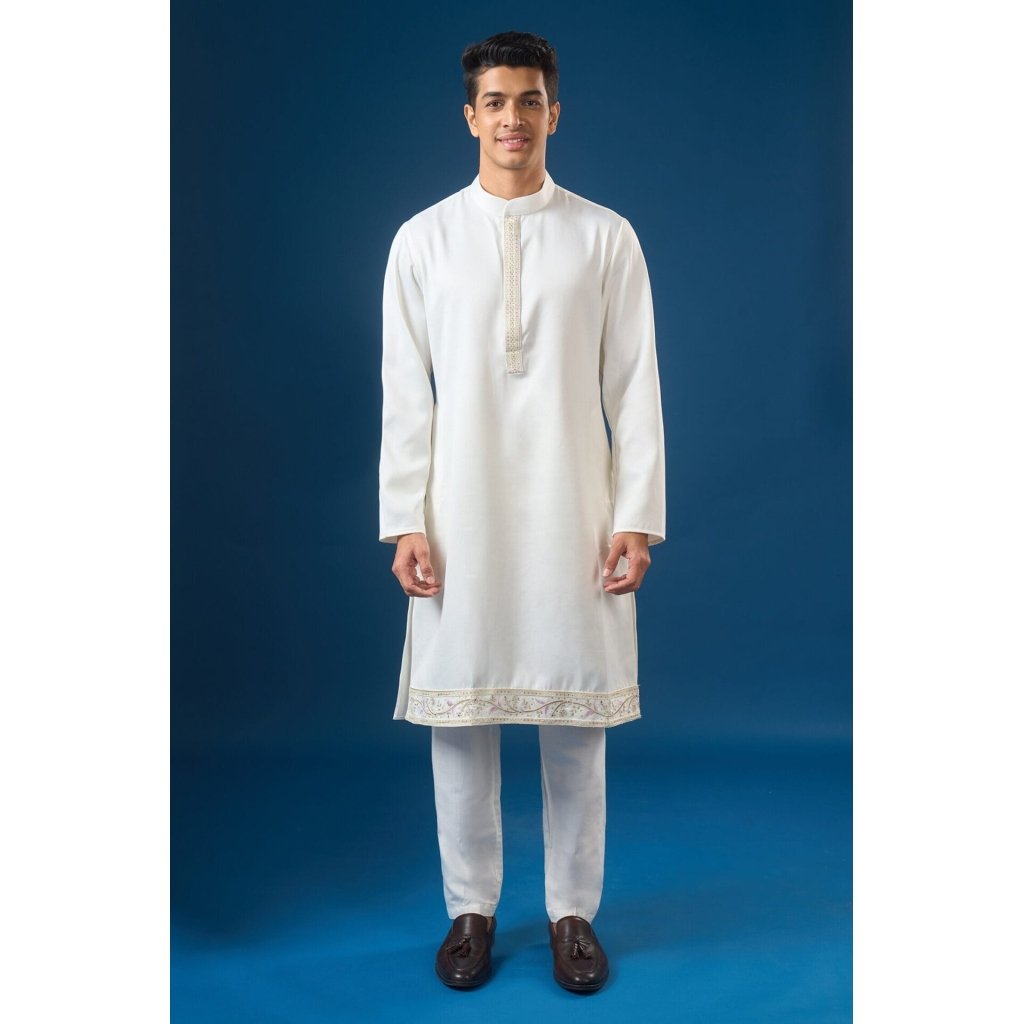 Off White Embroidered Indo-Western