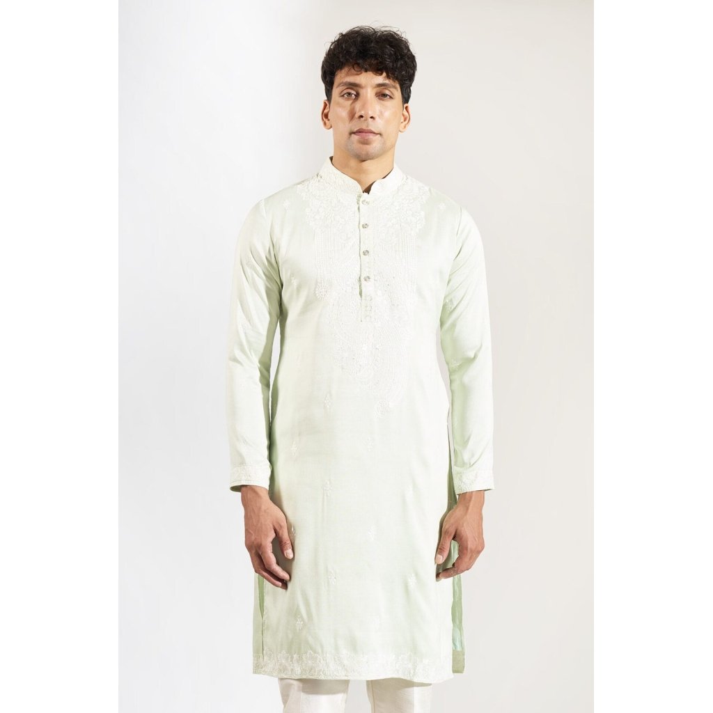 Pista Green Embroidered Kurta Set