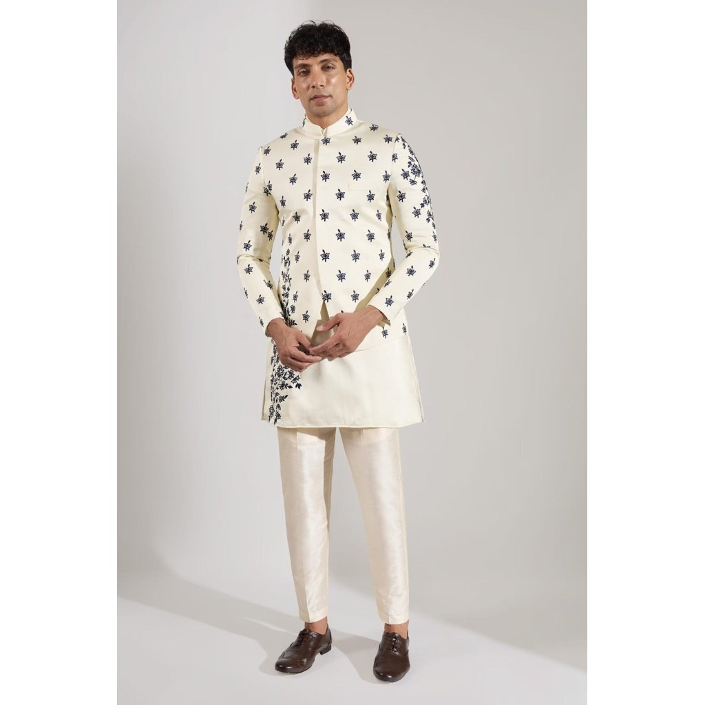 Cream Embroidered Indo-Western Set