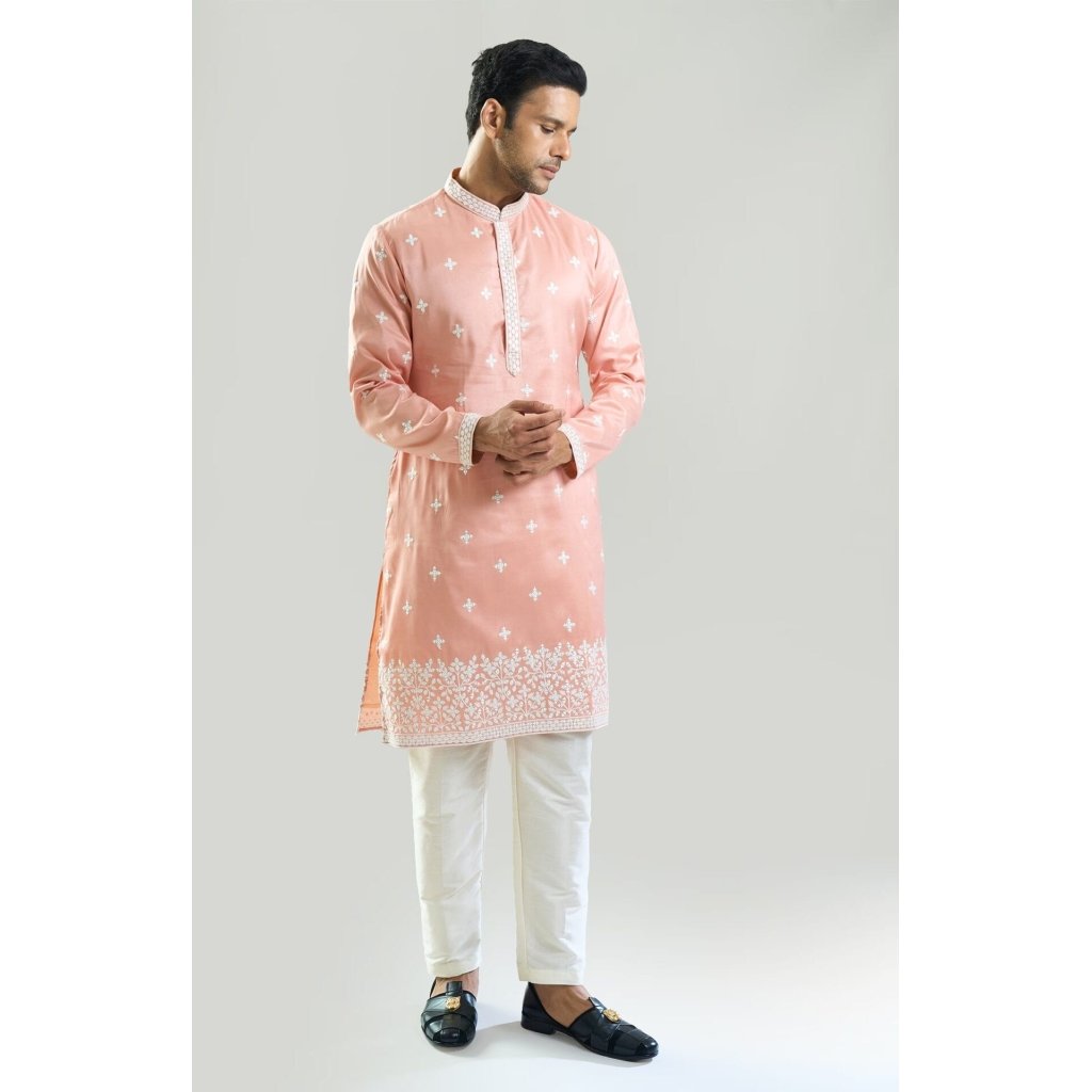 Peach Embroidered Kurta Set