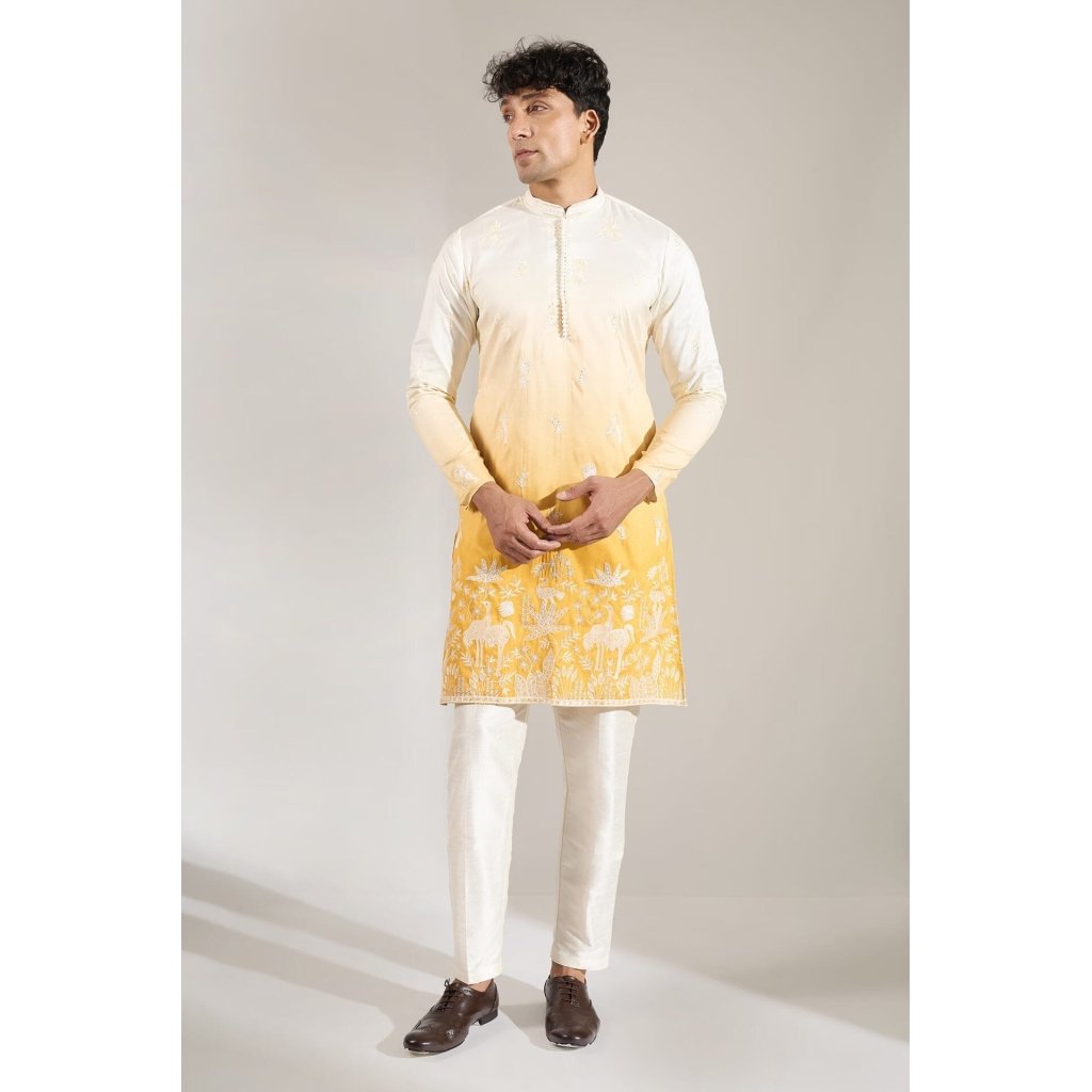 Yellow Ombre Kurta Set