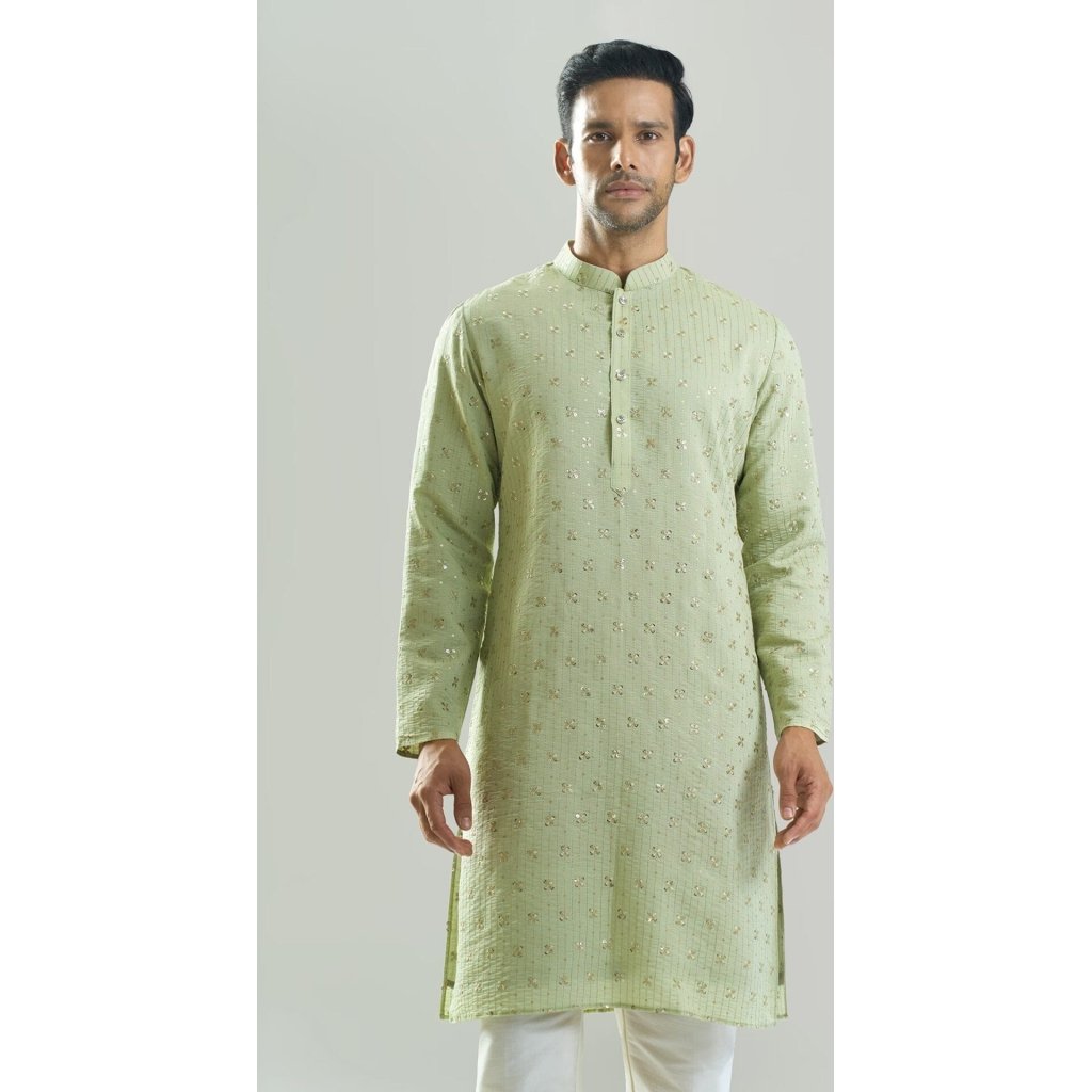Pista Green Embroidered Kurta Set