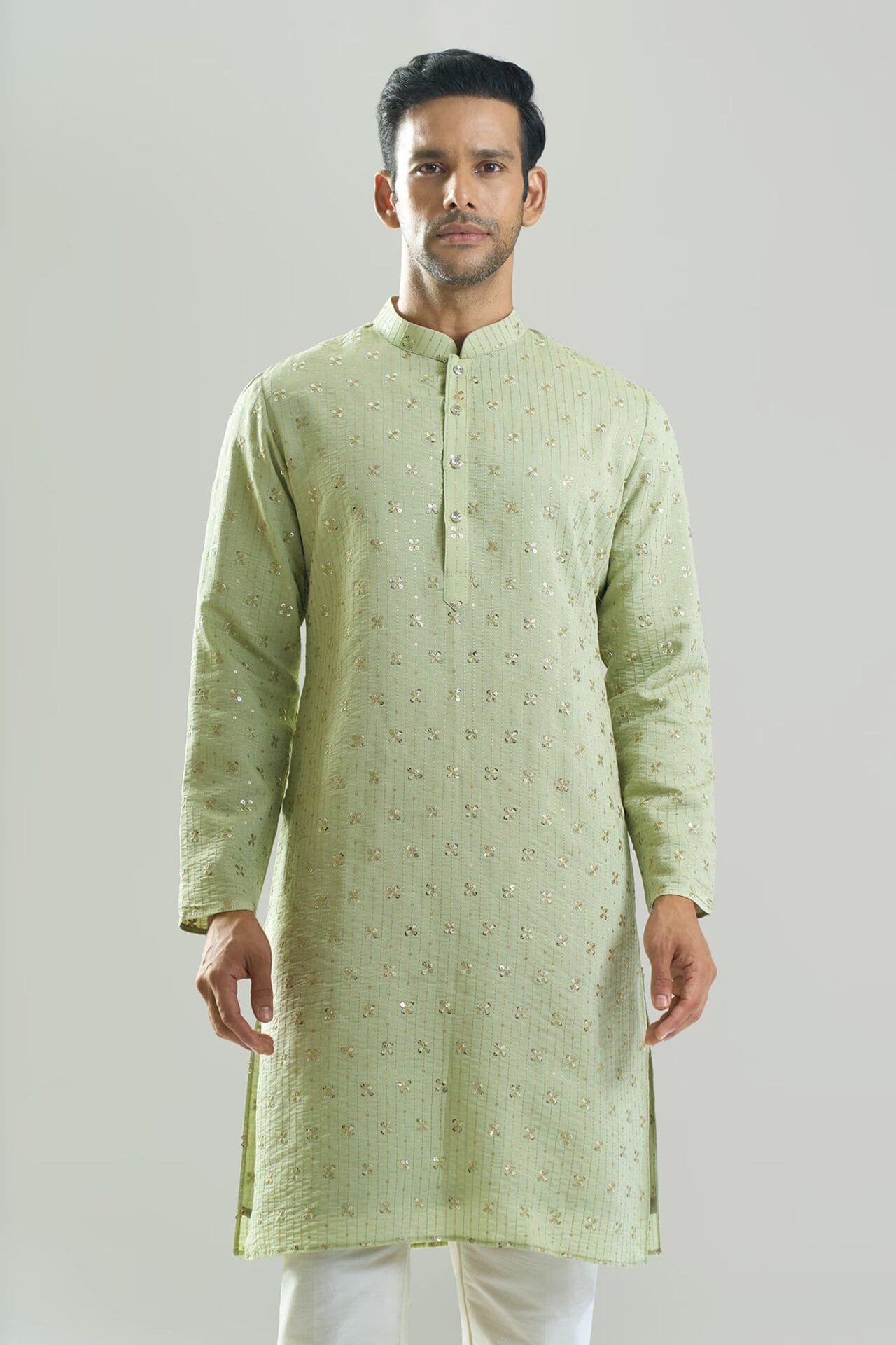 Pista Green Embroidered Kurta Set