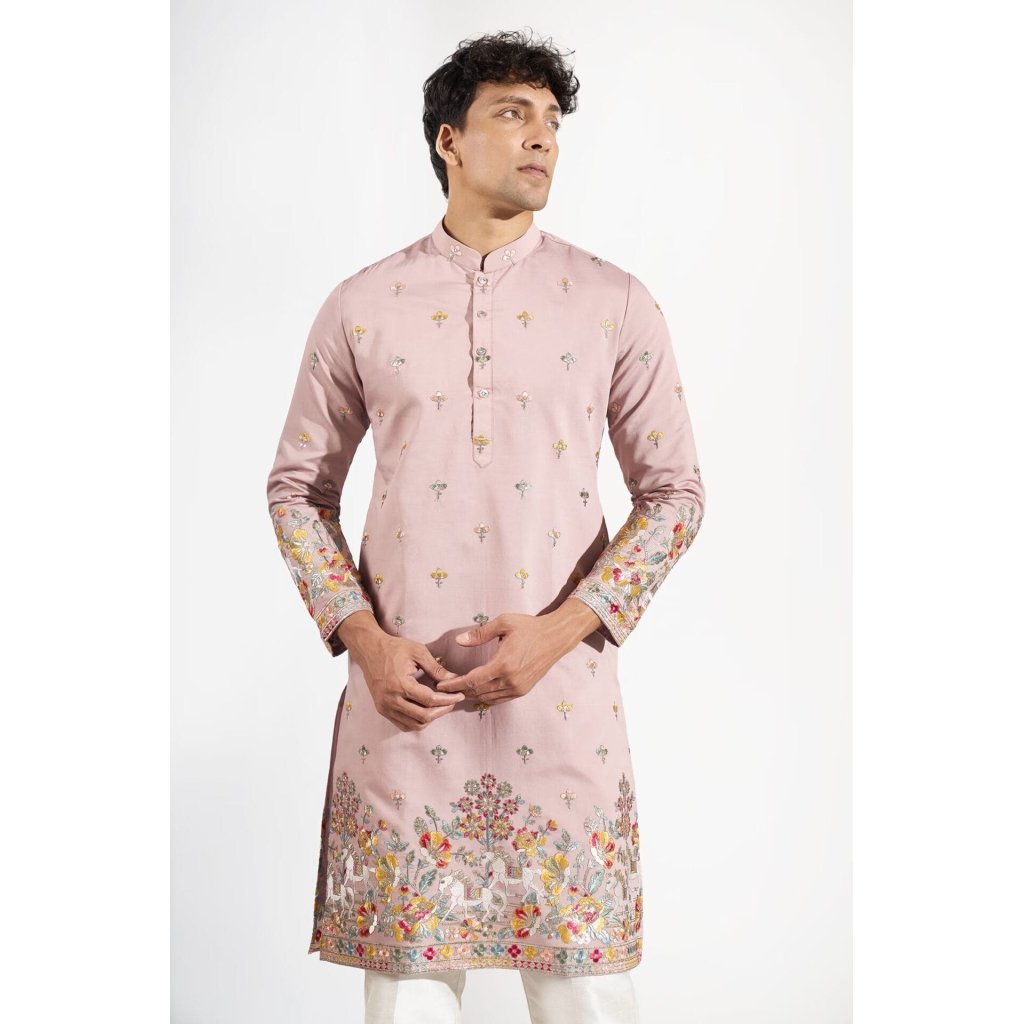 Mauve Embroidered Kurta Set
