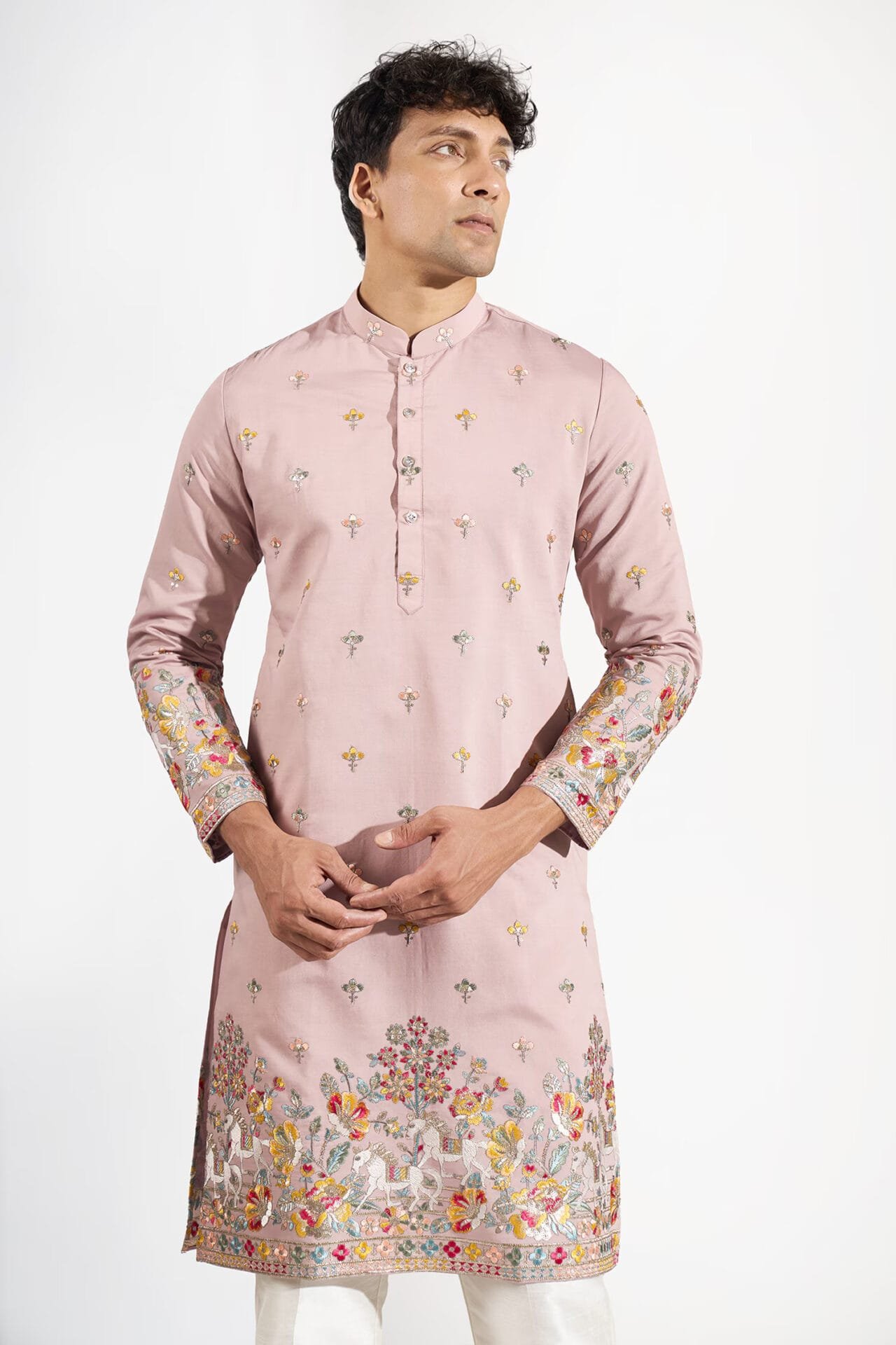Mauve Embroidered Kurta Set