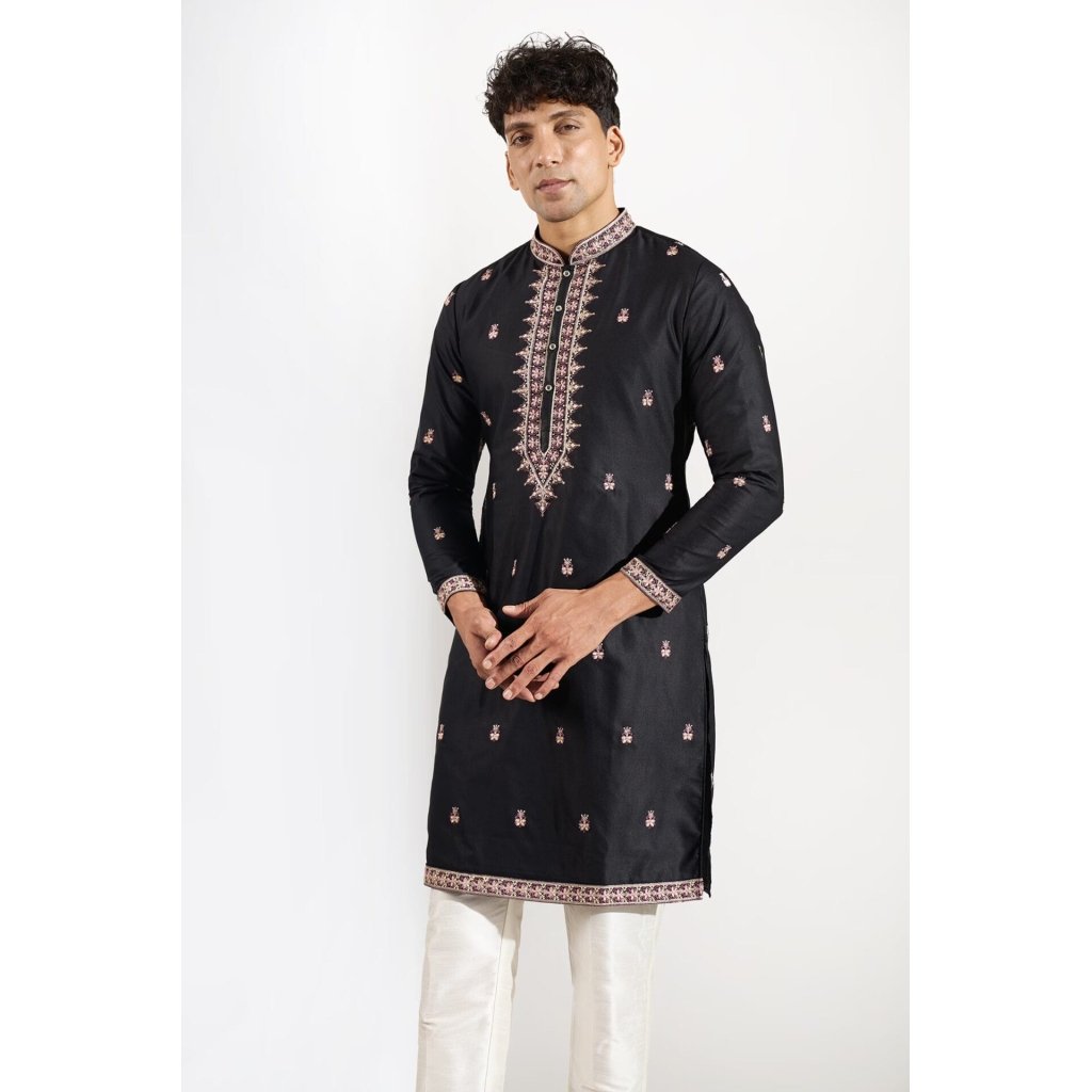 Black Embroidered Kurta Set