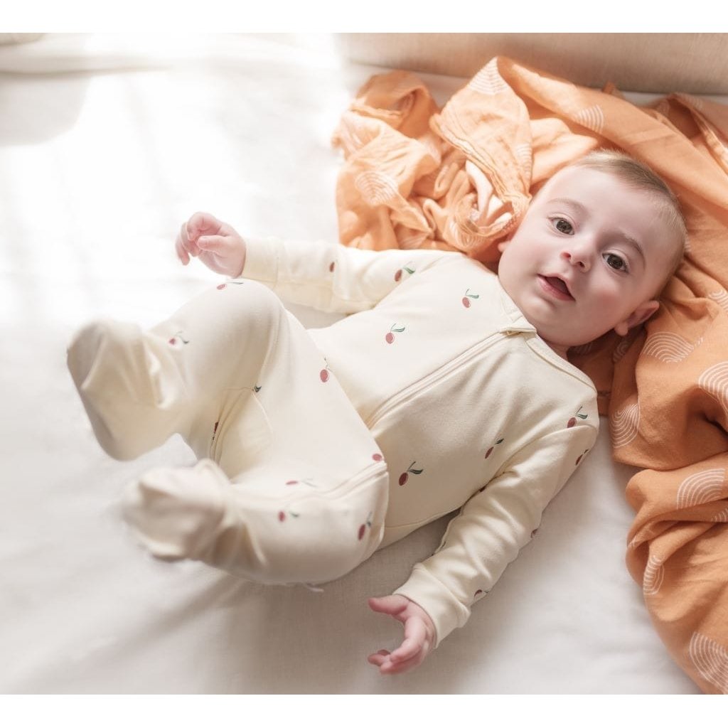 Red Olea Organic Zipup Sleepsuit 0-