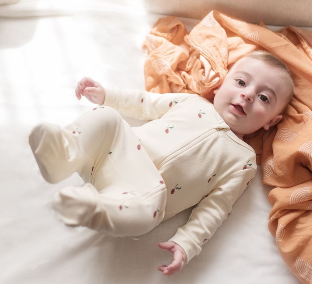 Red Olea Organic Zipup Sleepsuit 0-