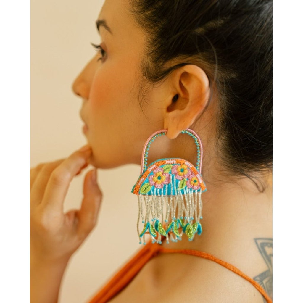 Tulum handmade floral hoop earrings