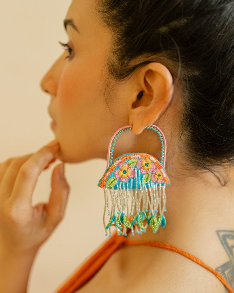 Tulum handmade floral hoop earrings