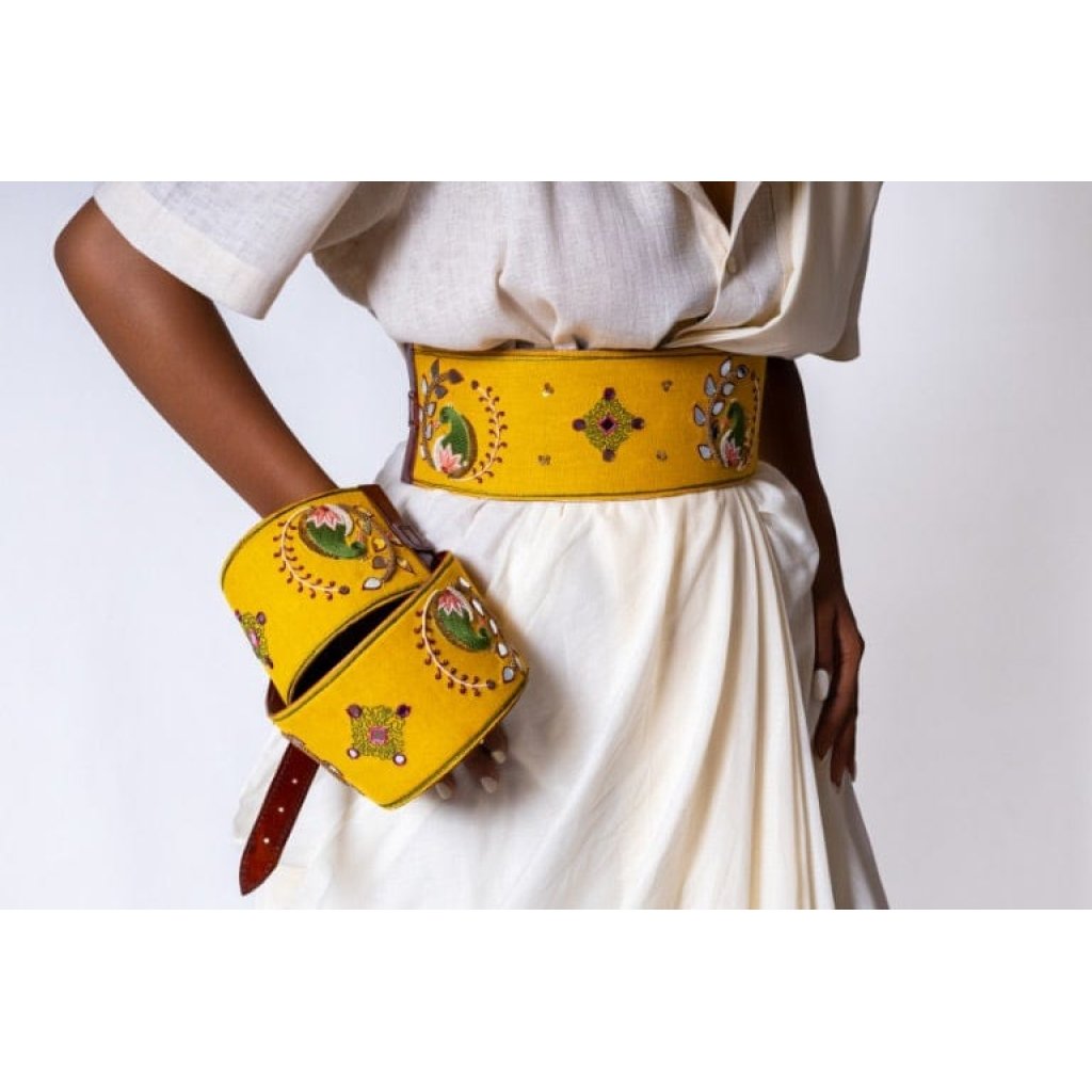 Pictionary handcrafted leather belt