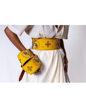 Pictionary handcrafted leather belt