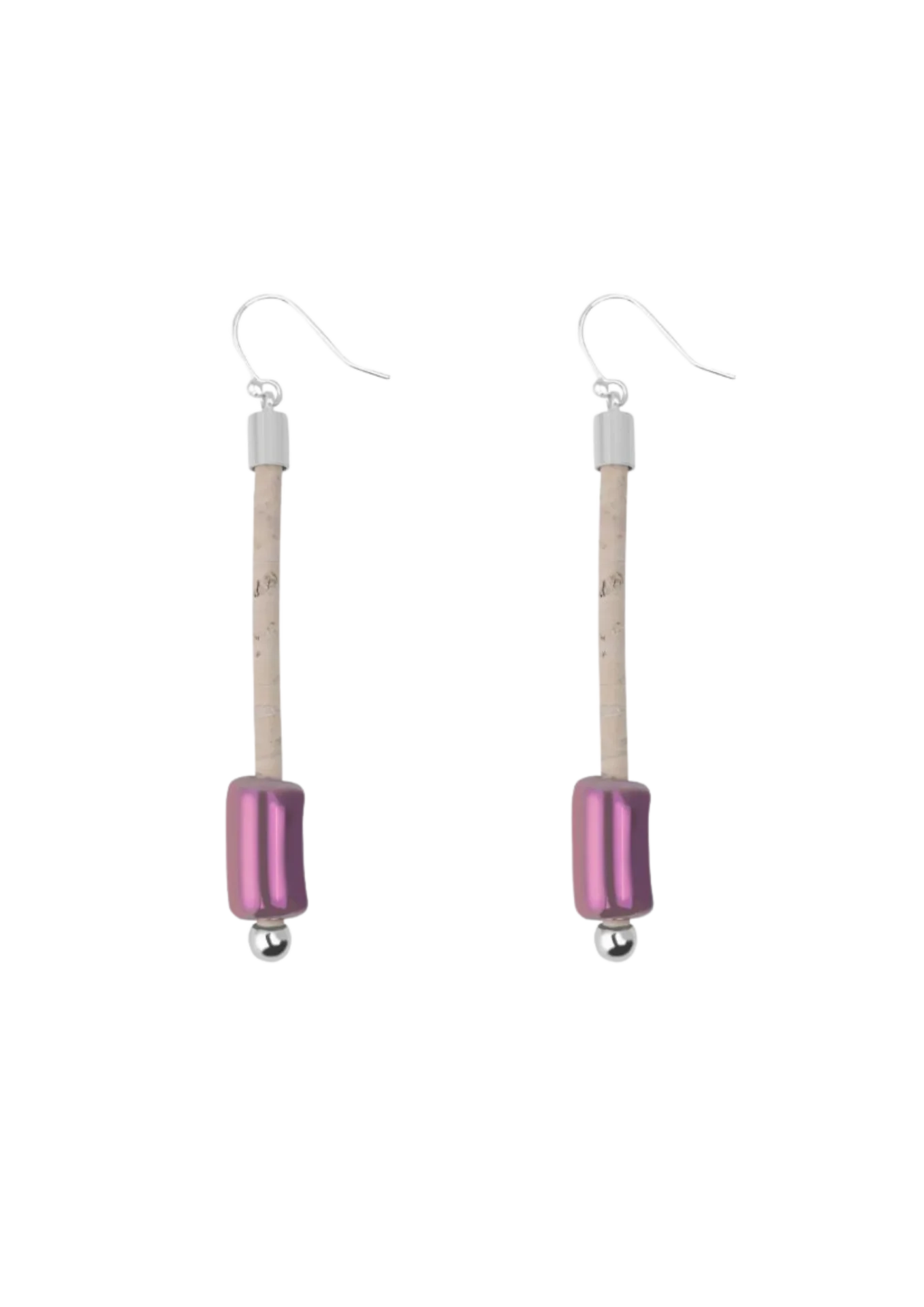 Verbena - Ceramic Lilac earring in silver and white