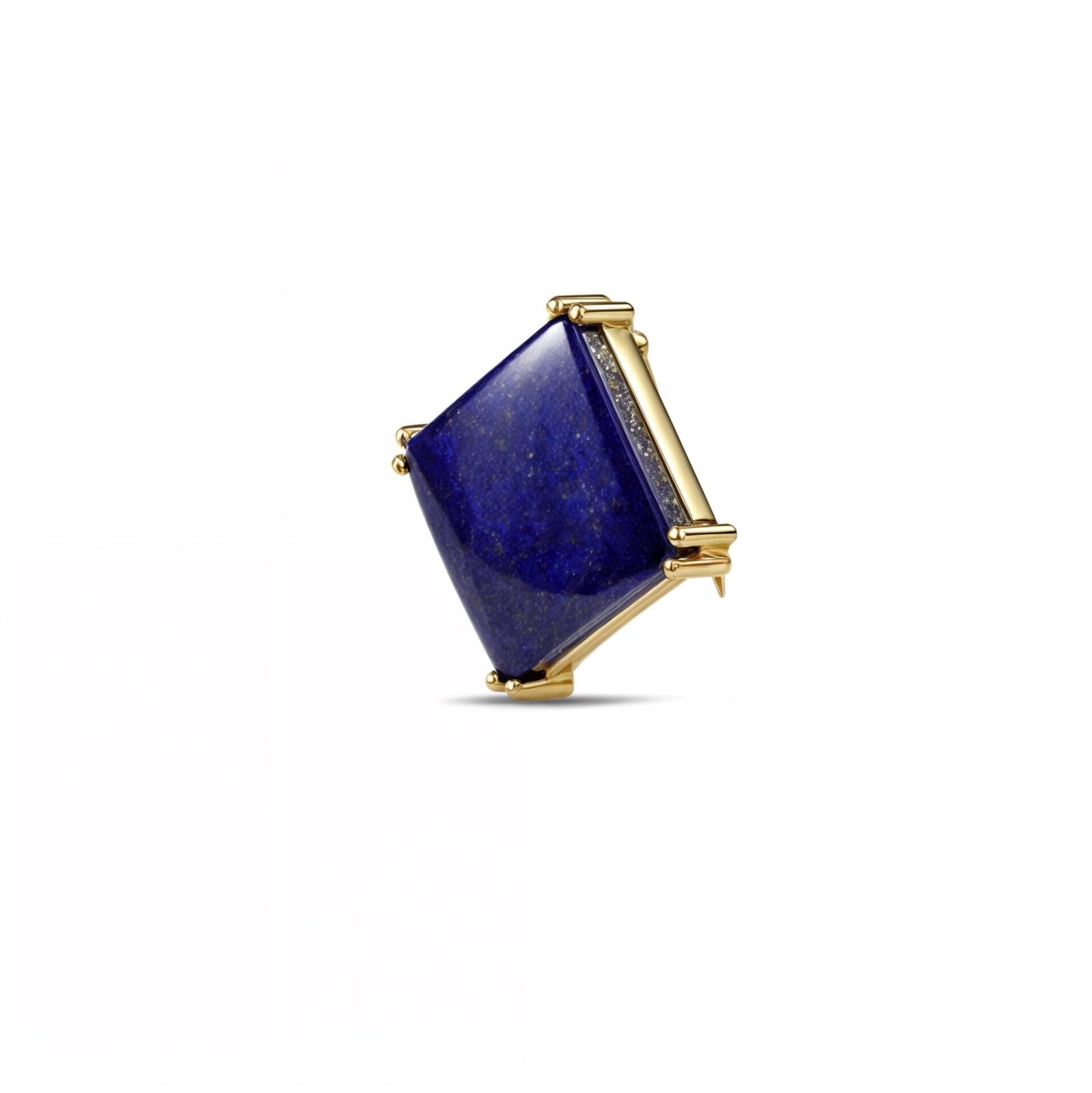 Midnight Blue Lapis Lazuli Gold Brooch - 22KT Real Gold Plating on Premium Brass Alloy, Elegant & Timeless Jewelry Accessory