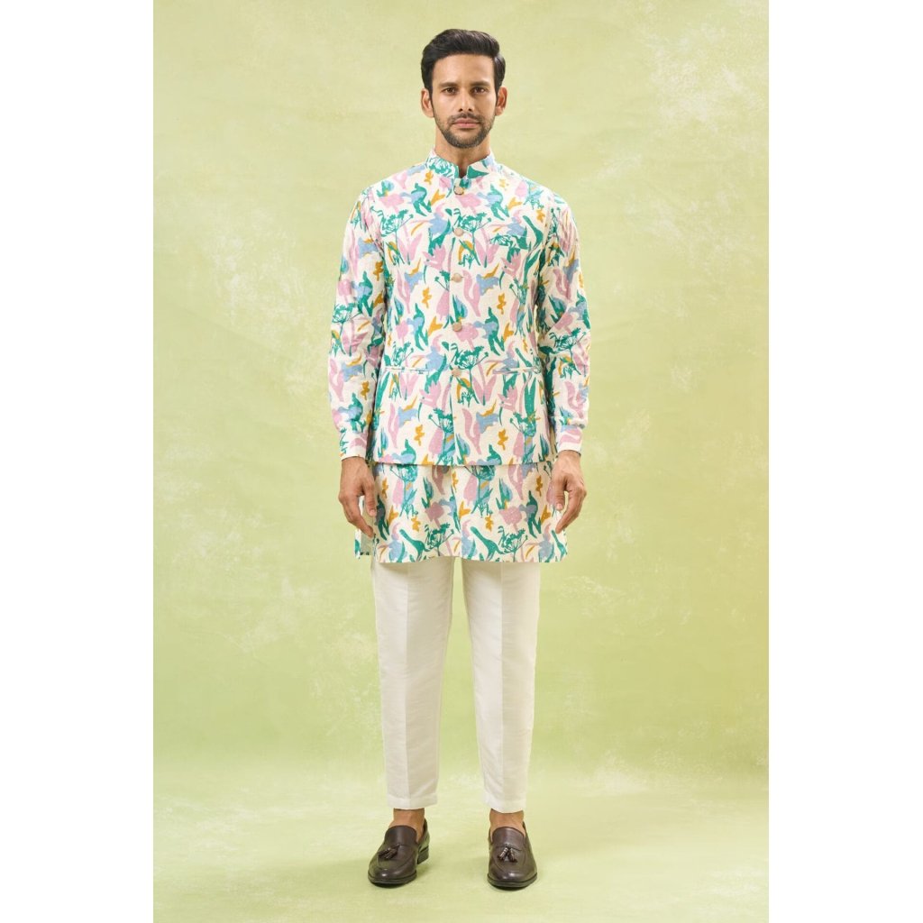 Multi Coloured Embossed Kurta-Jacke