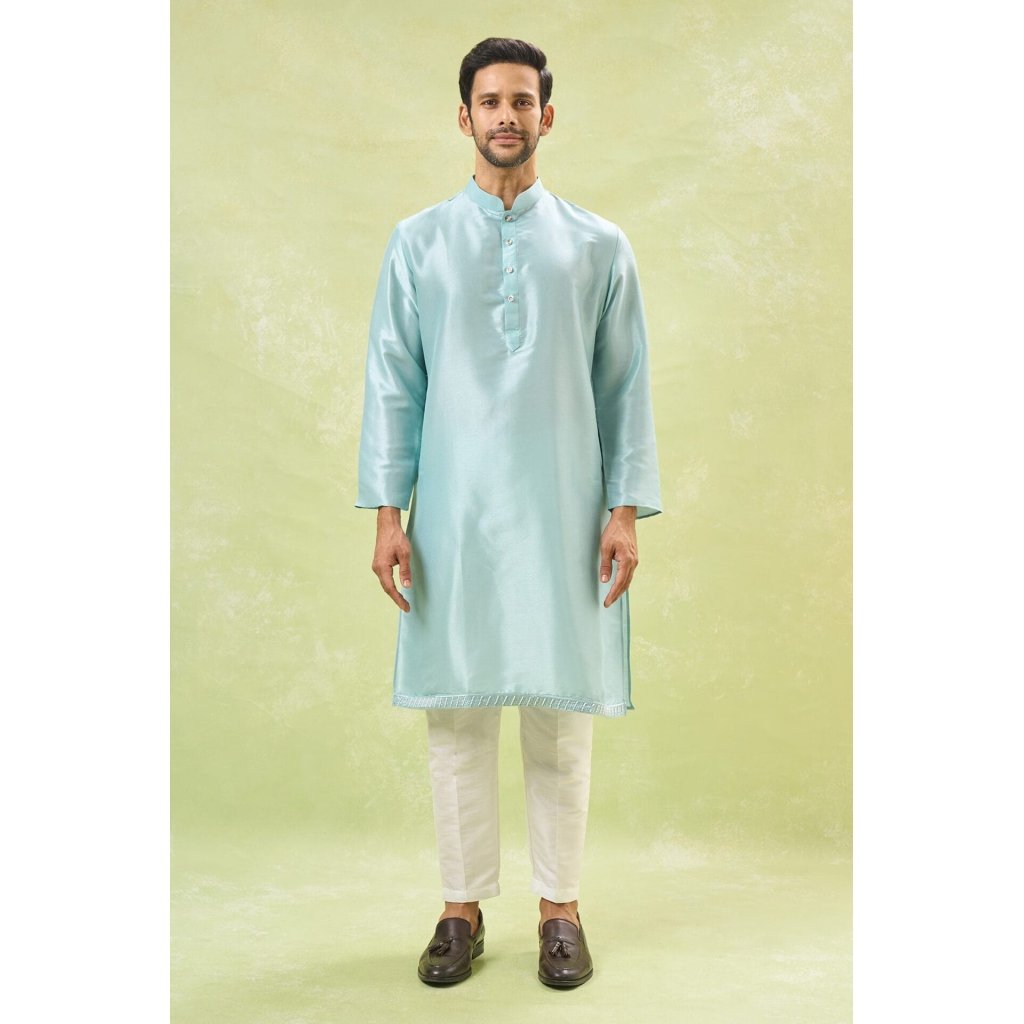 Powder Blue Embroidered Kurta-Jacke