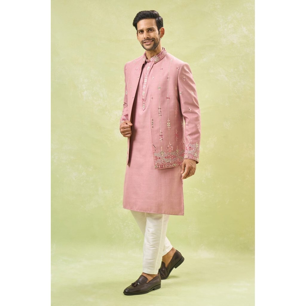 Purple Embroidered Indo-Western Set