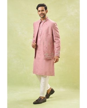 Purple Embroidered Indo-Western Set