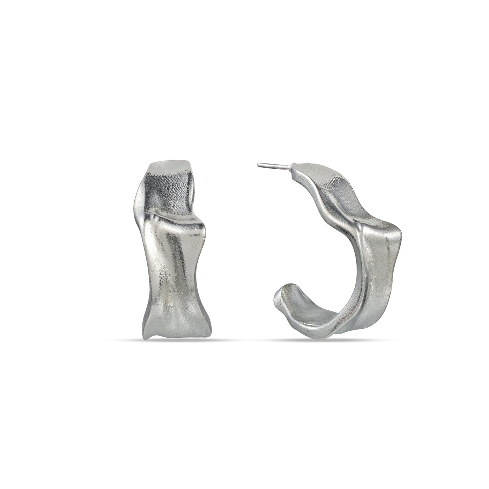 Silver Gilded Crimped Hoops for Women & Girls - Real Silver Plating on Premium Brass Alloy, Trendy Fashion Jewelry, Elegant Gift for Her