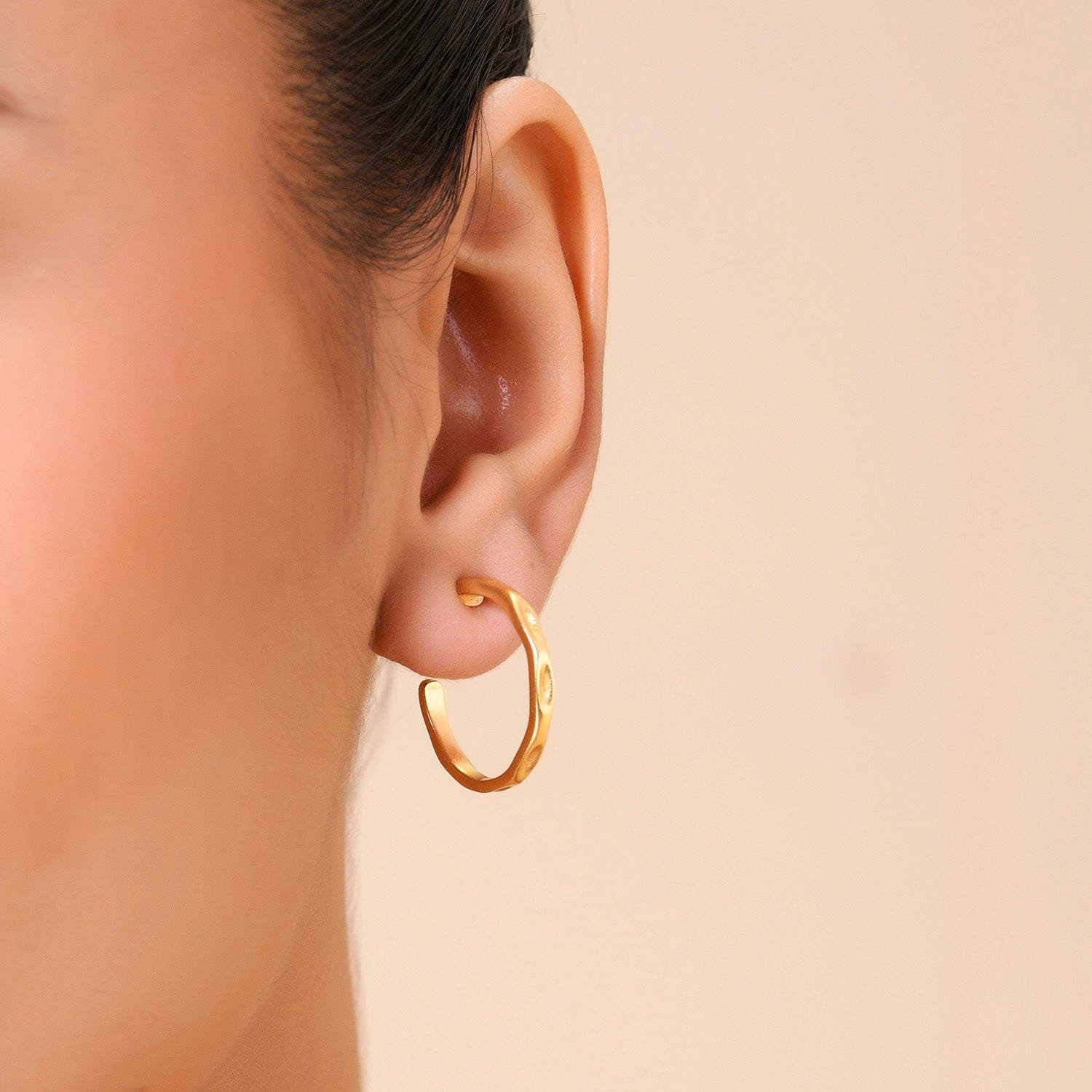 Deconstructed Hoop Earrings for Women and Girls | Destructured Gold Hoops with 22KT Real Gold Plating on Premium Brass Alloy | Modern Lightweight Statement Jewelry