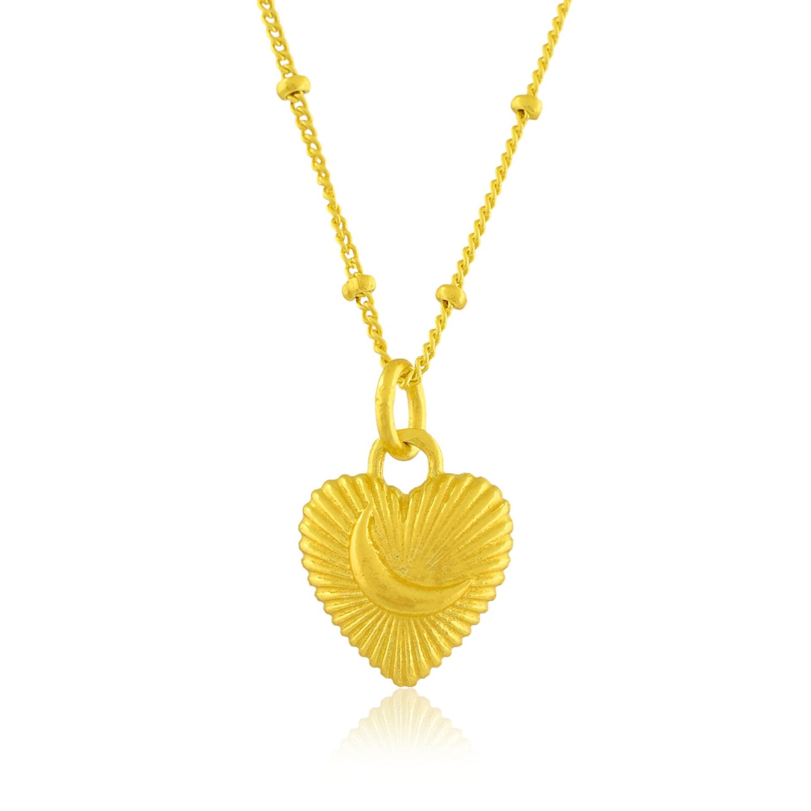 Moonlit Heart Pendant Necklace – 22KT Gold Plated Moonlit Heart Pendant Charm in Premium Brass Alloy