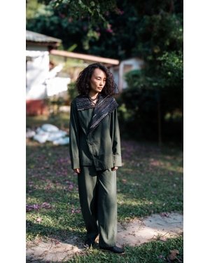 Handwoven Arrow collar shirt - Green